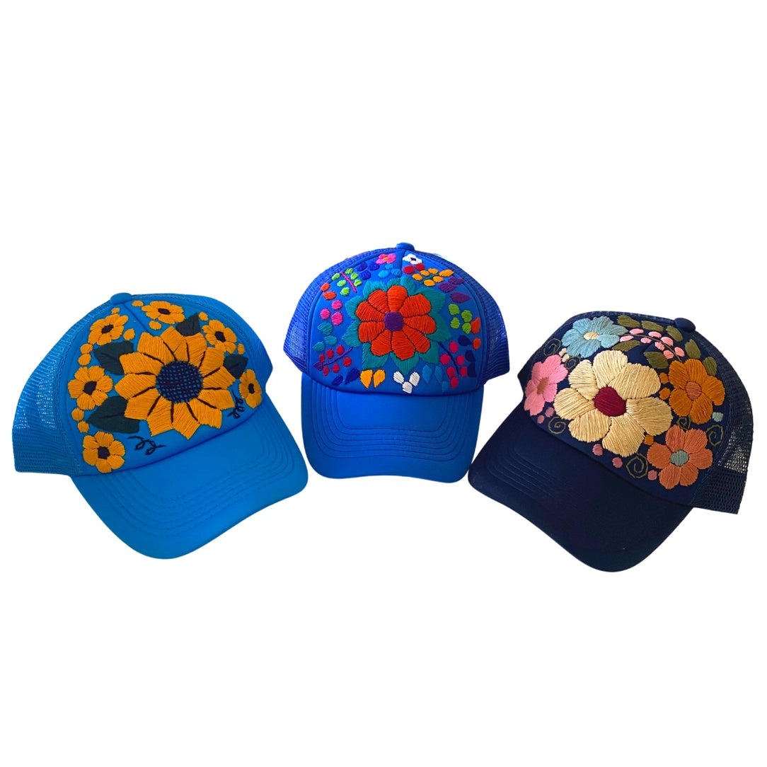Tulum Hand Embroidered Trucker Flower Hat