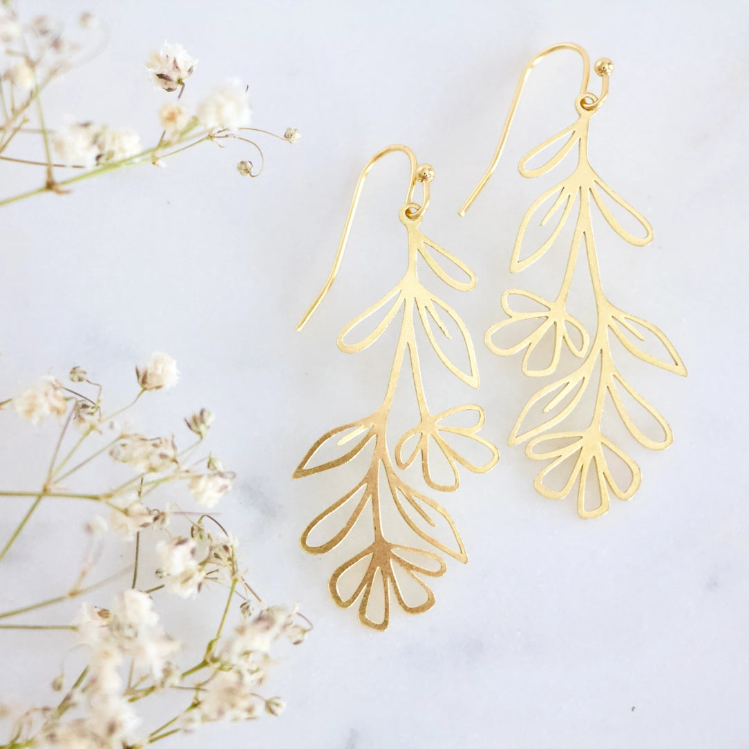 Brass Wild Flower Earrings