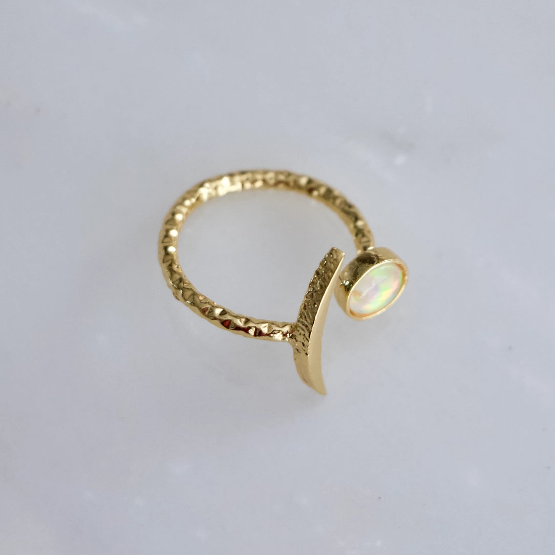 Opal Crescent Ring