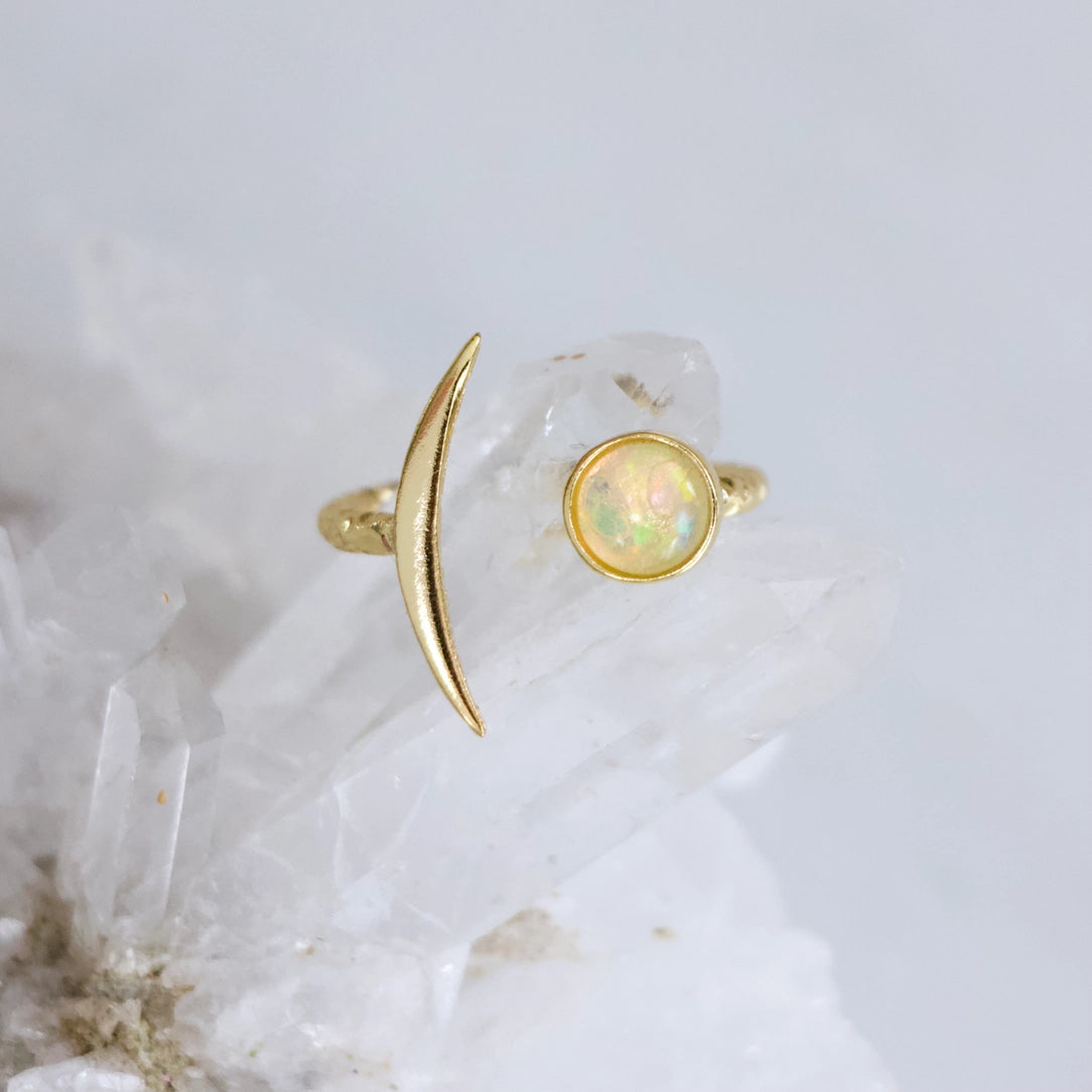 Opal Crescent Ring