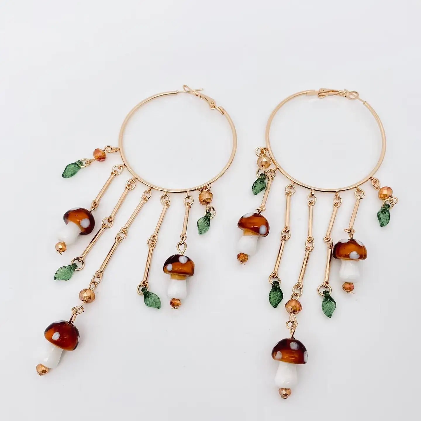 Mushroom Charm Hoop Earrings