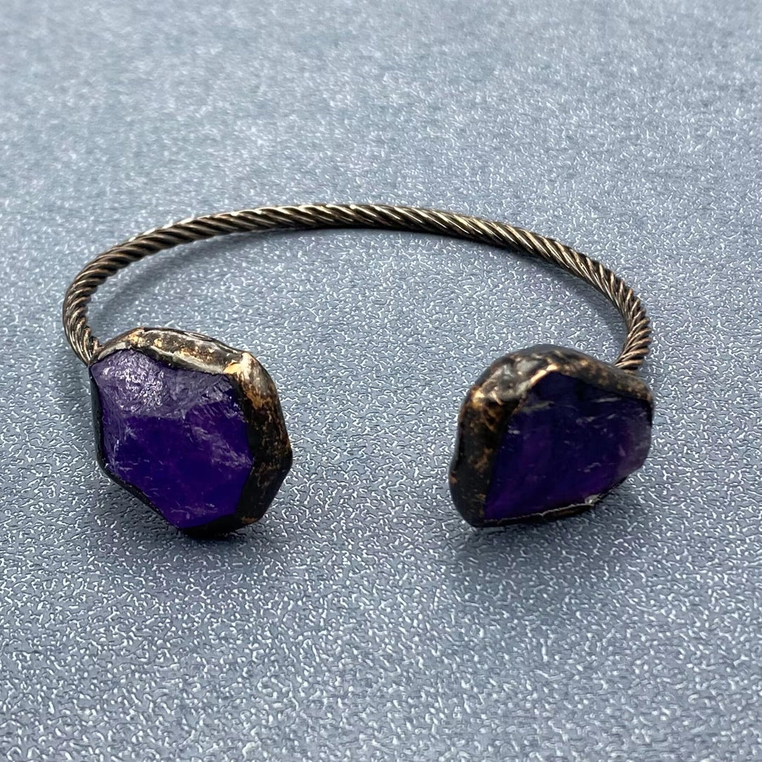 Retro Natural Stone Adjustable Cuff Bangle