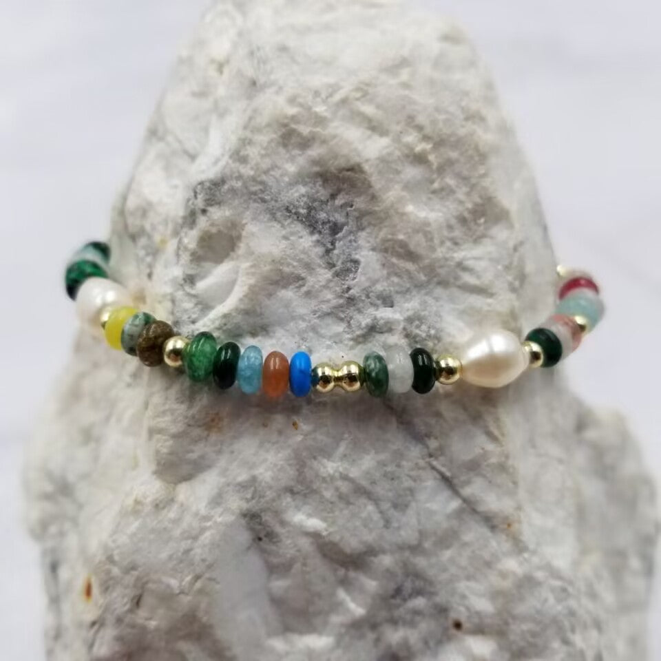 Gemstone Bead & Freshwater Pearl Bracelet